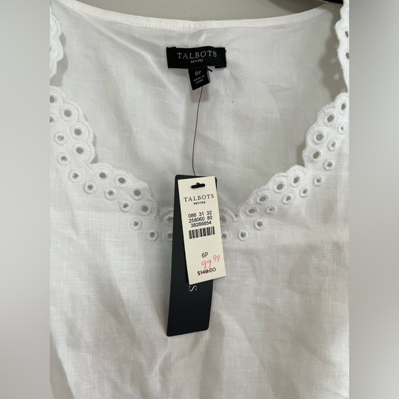 NWT Talbots Petites White Fit & Flare Cotton Eyelet Mini Dress, size 6P - Picture 4 of 11